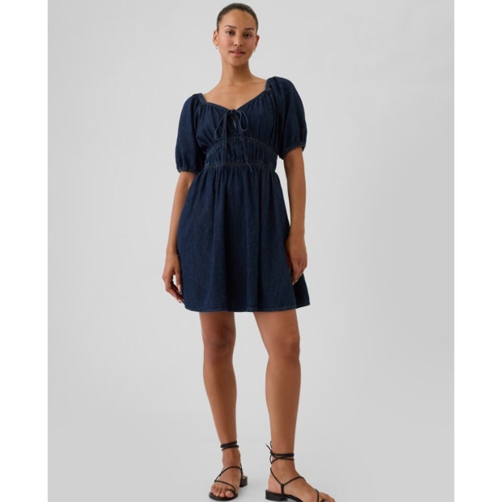 GAP Navy Blue Puff Sleeve Mini Dress
